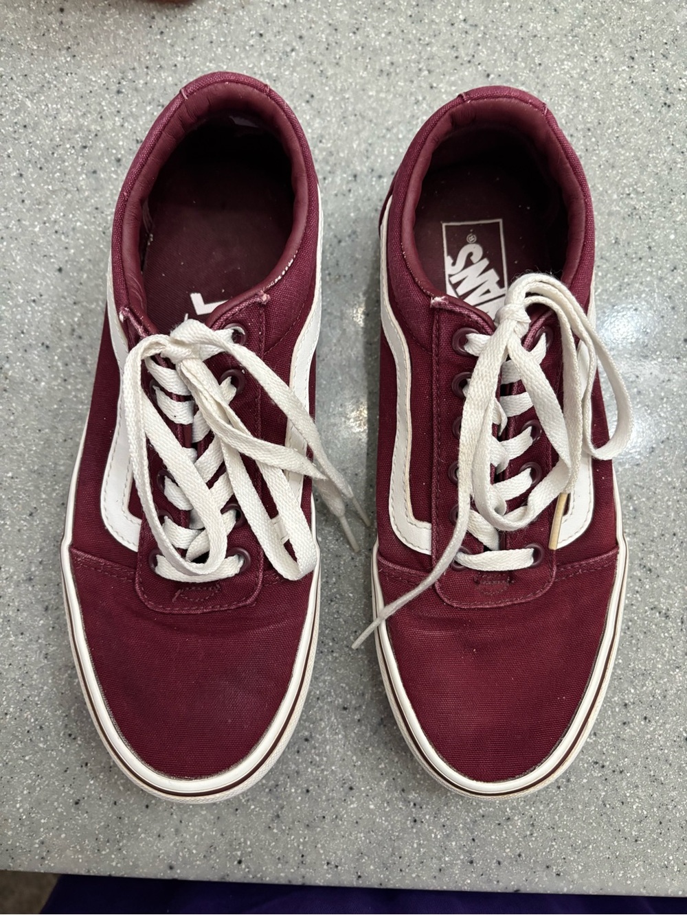 Vans Women’s Low-Top Sneakers in Burgundy with White Sidestripe